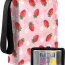 for 1 Pocket Card Binder Mini Size for 80 Cards - Small Trading Card Collection Album Folder Lightweight Portable PK Strawberry Design for Girls Girly Teens Kids for Sports Cards Game Cards
