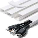 58in Cord Hider, Cable Hider, Cord Covers for Wires on Wall, Paintable Cable Cover Raceway, Wire Hiders for TV on Wall, Cord Concealer, Cord Cable Management, 4X L14.5 W0.96 H0.58in, White