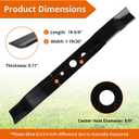 25022 Lawn Mower Blade Compatible with Greenwork 20" 21" Corded Mowers - 25112, 25222, 33313250, 29172, 29423