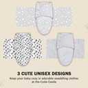 Cute Castle 3-Pack Baby Swaddle Sleep Sacks - Newborn Swaddle Sack - Ergonomic Baby Swaddles Blanket Warp for Boys and Girls - Baby Essentials (0-3 Months - Gray, Letters, Stars)