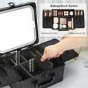 Relavel Makeup Bag with LED Mirror, Makeup Box Travel Train Case with Rechargeable Lighted Mirror & Adjustable Dividers, Cosmetic Brush Organizer Storage for Makeup Artists Gifts for Women and Girls