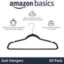 Amazon Basics Slim Velvet Non-Slip Space Saving Suit Clothes Hangers for Closet Organization, Black/Rose Gold, 50-Pack