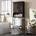 MXARLTR Over The Toilet Storage Cabinet, Over Toilet Bathroom Organizer with Barn Doors Above Toilet Storage Cabinet Spacesaver Rack Behind Toilet Bathroom Organizer 
(Espresso)