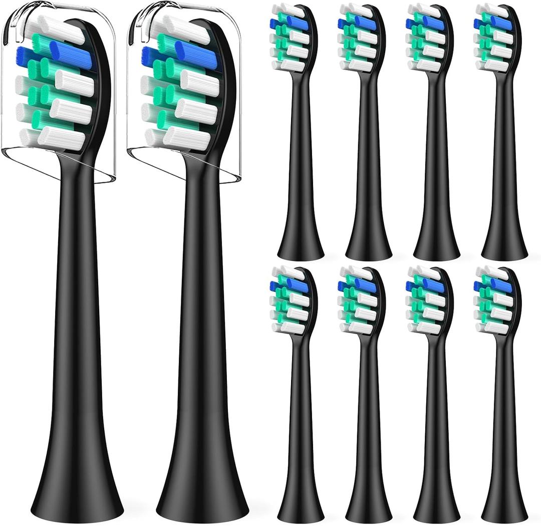 Toothbrush Heads Replacement Compatible with Rtauys S5 Sonic Electric Toothbrush, 10 Count, Black
