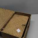 Woanger Set of 4 Wicker Storage Baskets OrganizerHandwoven Storage Bins with Lid for Organizing, Home Utility Box for Home Office Supplies Multipurpose Container(Coffee)