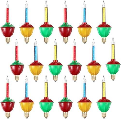 Sumind 18 Pack Christmas Bubble Light Bulbs, Replacement Multi Color Bubble Fluid Light 5W Bulbs for C7/ E12 Candelabra Base, Traditional Vintage Christmas Lights Replacement Set for Xmas, Holidays