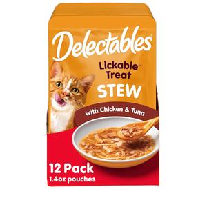 Hartz Delectables Stew Lickable Wet Cat Treats for Adult & Senior Cats, Chicken & Tuna, 1.4 Ounce (Pack of 12)