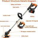 Weed Wacker 21V Brush Cutter Battery Powered Lightweight.Electric Weed Eater for Lawns and Farmland, DIY Garden, Lawn Care.Cordless Weed Trimmer Weed Wacker with 2 X 2000mAh Battery and Charger.
