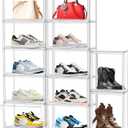 12 Pack Clear Shoes Box Shoe Storage Organizer for Closet Stackable Acrylic Handbag Display Case Shoe Organizer for Entryway