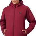 ULUSERN Heated Jacket for Women with 12V Battery Pack Included,Soft Shell Electric Heating Coat with 5 Large Heating Areas (L)