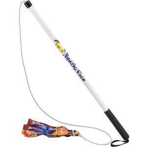 Squishy Face Studio Flirt Pole V2 with Lure - Durable Dog Toy for Fun Obedience Training & Exercise, Rainbow Tie Dye, Regular - 36 inch for All Breed Sizes