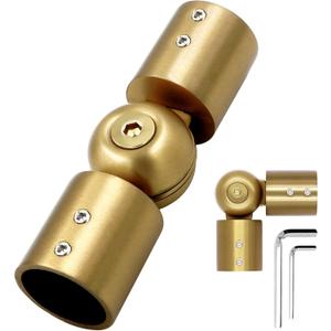 Window Curtain Rod Corner Connector 1 pcs,LISTENJIALE Adjustable Corner Curtain Rod Connector for 1 Inch Bay Window(Gold)