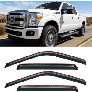 in-Channel Window Rain Guards for 1999-2016 Ford F250 F350 F450 F550 Super Duty SuperCrew Cab, Window Visors Vent Guard Shades Deflectors, 4-Fullsize-Door