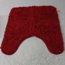 BOANKODU Toilet Rugs U-Shaped,Super Absorbent Chenille Bathroom Rugs and Strong PVC Non-Slip Backing for Toilets Rug Set,Machine Washable,Bath Mats for Bathrooms,20"x 20",Red