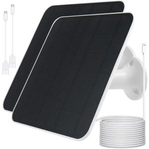 Solar Panel Charger Compatible with Eufycam 2C/2C Pro/E40/E20/2/2 Pro/E, 5V 5W Continuously Charging, 9.8ft Cable, Weatherproof (2Pack)
