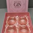 GLASSIQUE CADEAU Vintage Blush Pink Art Deco Gin and Tonic Glasses with Gold Rims | Set of 4 | 13.5 oz Stemless Crystal Balloons for Drinking Gin Cocktails | Retro Gift Goblets for Gin Lovers