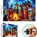 Halloween 1000 Piece Jigsaw Puzzle for Adults Witches' Spooky Bonfire Night Scene with Haunted House Bats Black Cats Pumpkins Scary Horror Ghosts Gothic Challenging Puzzle for Game Night (27.6"x19.7")