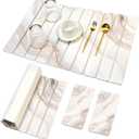 3 PCS Large Stone Drying Mat for Kitchen Counter Diatomaceous Earth Dish Quick Dry Stone Mats Dish Drying Pad White Marble Water Absorbing Diatomite Tray for Bathroom Sink Kitchen Accessories Dry Matt