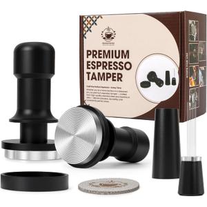 Espresso Tamper 58mm Fits E61 Portafilter Compatible With Rocket, Gaggia Classic, Rancilio Silvia, ECM, Profitec, La Marzocco Spring Loaded Calibrated Self Leveling Coffee Tamper Tool