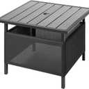 LZRS Adirondack Square Outdoor Side Table with Umbrella Hole, Pool Composite Patio Table,HDPE End Tables for Backyard,Pool, Indoor Companion, Easy Maintenance & Weather Resistant(Light Grey)
