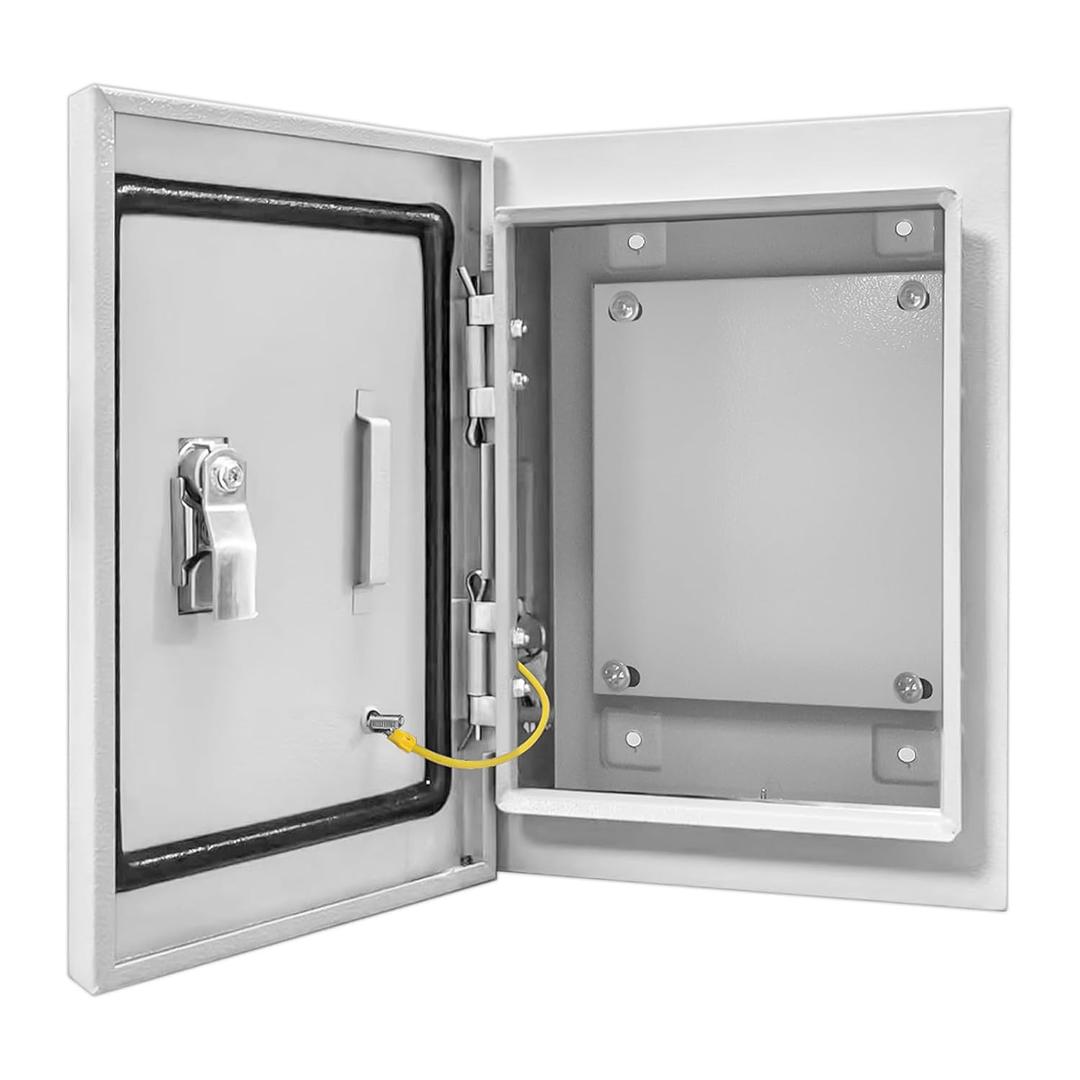 Outdoor Electrical Box 10 x 8 x 6''D NEMA 4X Enclosure Steel Box, Waterproof & Dustproof Outdoor/ Indoor Lockable Electrical Junction Box, with Mounting Plate