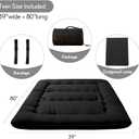 MAXYOYO Japanese Floor Mattress Futon Mattress, 4" Thicken Tatami Mat Sleeping Pad Foldable Roll Up Mat Boys Girls Dormitory Pad Kids Floor Lounger, Black, Twin Size