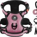 IVY&LANE No Pull Dog Harness for Large Dogs, Reflective Dog Vest Harness with Leash, Safety Belt and Storage Strap, Fully Adjustable Harness with Soft Handle (Pink, L)