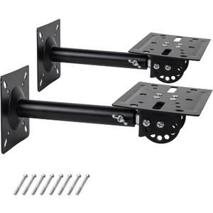 Heavy Duty Speaker Wall, Ceiling, or Shelf Mounts Support up to 80lb | Speaker Brackets Holders and Stand Mount | Adjustable Swivel & Tilt (2 Packs,Black)