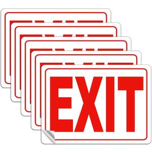 4 x EXIT Sign Stickers, 5-Pack 107 Inch, High-Visibility Red & White Self-Adhesive Vinyl Emergency Exit Decals, Waterproof, UV-Resistant for Home, Business or Office Doors, Window & Walls