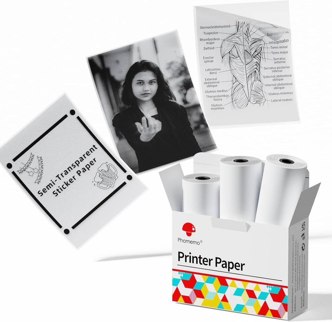 10-pack of Phomemo Black on Clear Self-Adhesive Thermal Paper Rolls (Model Q12-TTRMS-10