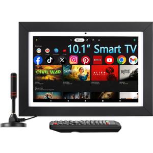 10 Inch Small Smart TV with ATSC Tuner & Touch Screen, 5-in-1 Kitchen TV with Home Control Panel, Video Call, Calendar & Photo Frame Functions, Portable MINI for Bedroom, RV, Camper