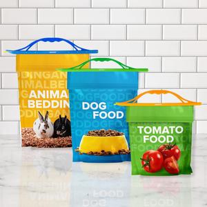 GripStic Heavy Duty Handle Set. 3 Different Size Bag Clips to Seal Large Bags in Your Home, Garage and More. Bag Sealer for Dog Food and cat Food, Bird Seed, Potting Soil and More. 3 Pack.