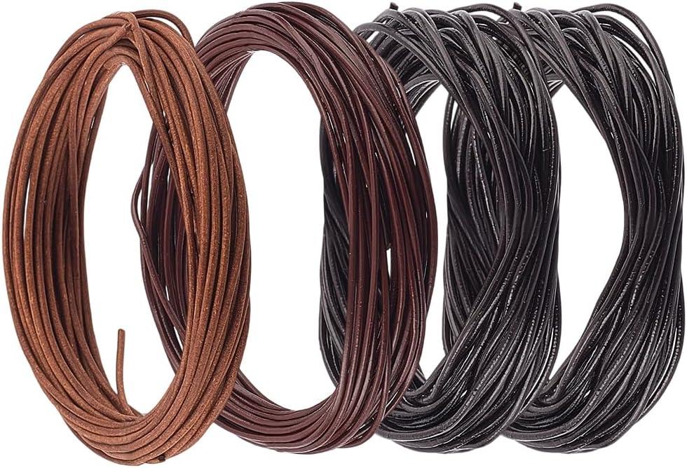 4 Colors 21.87 Yards 1MM Cowhide Leather String Lace Cord for Jewelry Making Round Thin Genuine Real Leather Cording Rope Braiding Strip Thread for Crafting Necklace Bracelets Wraps Beading