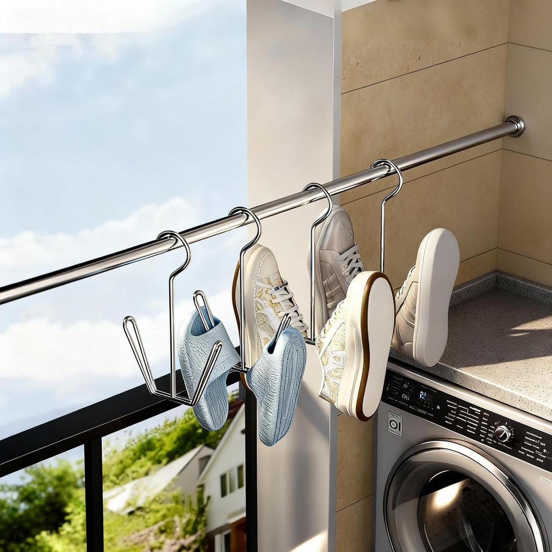 20-Packages Stainless Steel Household Multifunctional Simple Windproof U-Shaped Sandal Rack, Shoe Drying Room External Hanging Slipper Hanging Artifact, Stainless Steel U-Shaped Shoe Drying Rack