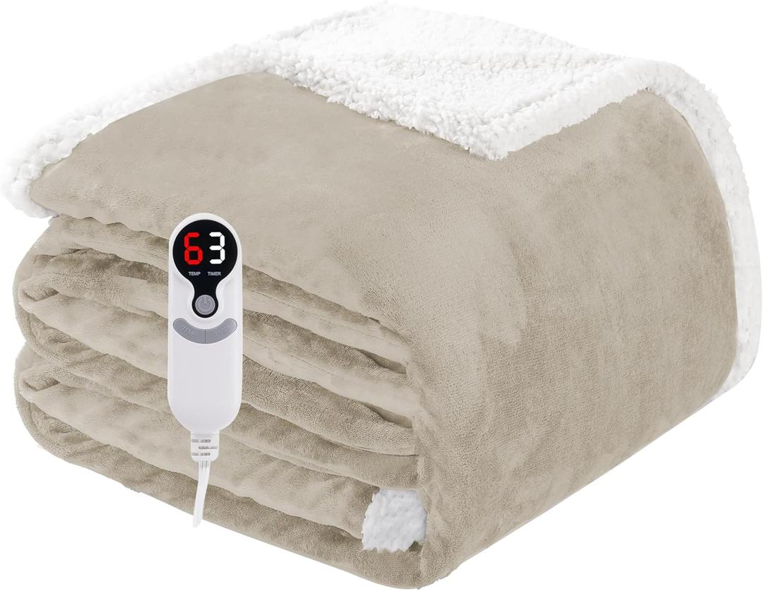 Electric Heated Blanket Full Size 72"x84", Ultra-Soft Heating Blanket with 5 Heat Levels & 10-Hour Auto Off, Fast Heating for Winter Comfort, Grey