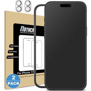 Mothca 2 Pack Matte Glass Screen Protector for iPhone 17 [6.3 inch] + 2 Pack Camera Lens Protector, AntiGlare & AntiFingerprint Case Friendly Tempered Glass, Bubble Free, Smooth as Silk