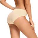 voenxe Women Seamless Hipster Underwear,No Show Ladies Panties Bikini,Full Coverage Breathable Briefs,Comfy,Invisible,5-Pack (Beige) M
