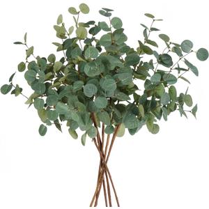Beferr 6Pcs Artificial Eucalyptus Stems Greenery Stems 24" Tall Fake Plants Decor Faux Floral Stems for Vase Home Party Wedding Decorations