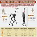 Four-Legged Cane with Seat, Unisex Cane with Seat Folding Lightweight, Adjustable Anti-Slip Cane Chair, Walking Cane with Seat Suitable for Men, Women, Adults and Seniors