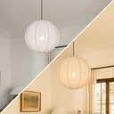 20X20inch Large Hanging Lamp Shade Round Linen Pendant Lamp Shade Minimalist Can replace Hanging Lampshade White Paper Lanterns Handmade Fabric Linen Lantern Lights Covers for Living Room Bedrooms