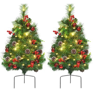 Goplus 2.4-ft Pre-lit Artificial Christmas Tree with White LED Lights