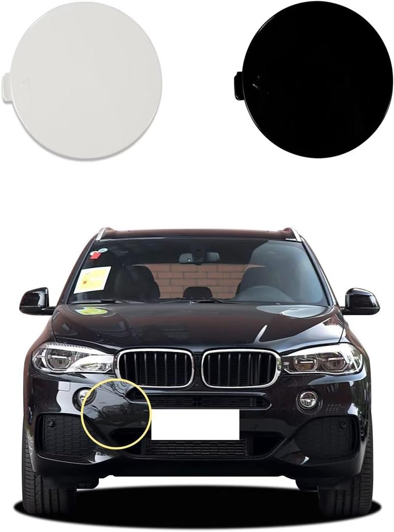 Car Front Bumper Tow Hook Cover Compatible with BMW X5 F15(M-Sport) SAV Fit 25dX 35iX 40eX xDrive sDrive 2014-2018 Trailer Cover Cap 51118060131 Towing Eye Cap White (White Right Passenger Side)