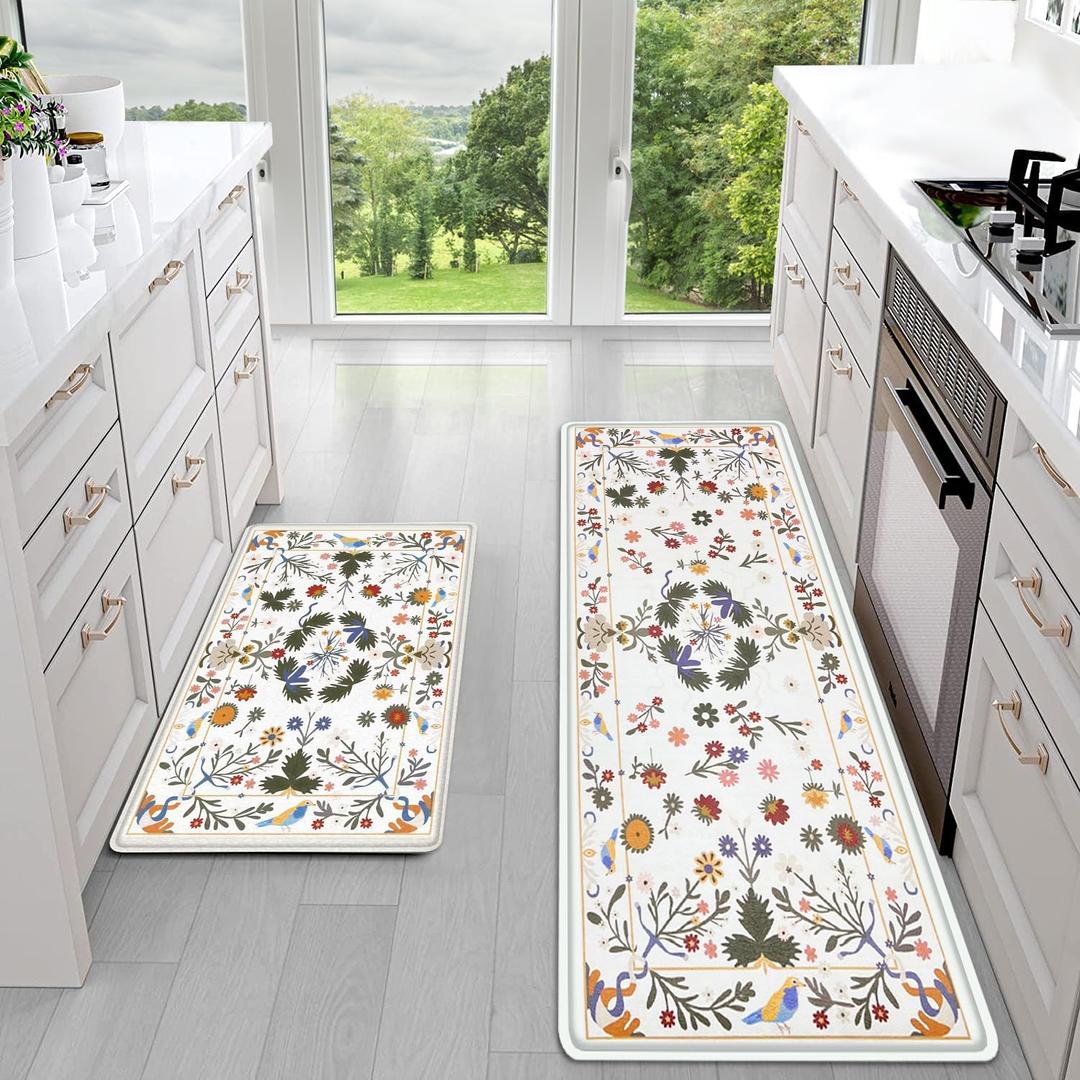 Sofort Kitchen Mats for Floor, Anti Fatigue Cushioned Kitchen Rugs Set of 2, 17 Inch x 29 Inch, 17 Inch x 47 Inch