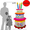 6FT Inflatable Happy Birthday Cake with Candles Outdoor Decorations Blow Up Lighted Holiday Party Display Yard Lawn Patio Decorations Colorful Home Celebration