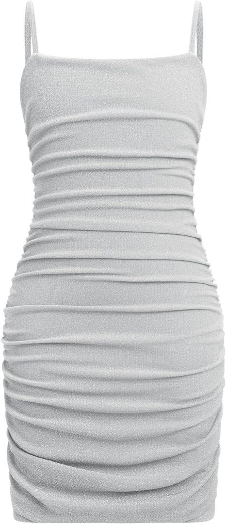 IBAKOM Teen Girl Formal Shiny Ruched Bodycon Dress Tween School Dance Homecoming Tight Dress Junior Graduation Outfits (11-12Y)