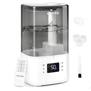 BOXING 6L Warm & Cool Mist Humidifiers for Bedroom, Air Humidfier for Large Room with Remote Control, Auto Mode Perfect for Baby & Plants, Top Fill, Sleep Mode, Timer, Essential Oil Tray, 60H