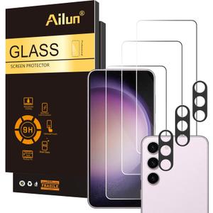 Ailun Screen Protector for Galaxy S23 [6.1 Inch] 3Pack + 3Pack Camera Lens Tempered Glass Fingerprint Unlock Compatible 0.25mm Ultra Clear Anti-Scratch Case Friendly [Not For S23 Ultra] (Transparent)