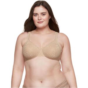 Olga Women's Sheer Leaves Minimizer Bra (Beige), Size 38D