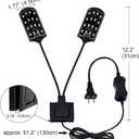 WEAVERBIRD Double Head Aquarium Fish Tank Light 15W 32 LED Aquarium Planted Clip Lamp 1600LM White LED Lighting for 8-15 Inch Fish Tank