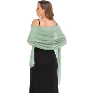 Shawls and Wraps for Evening Dresses Sheer Chiffon Women Elegant Soft Silky Wraps Wedding Bridal Scarf (Green)
